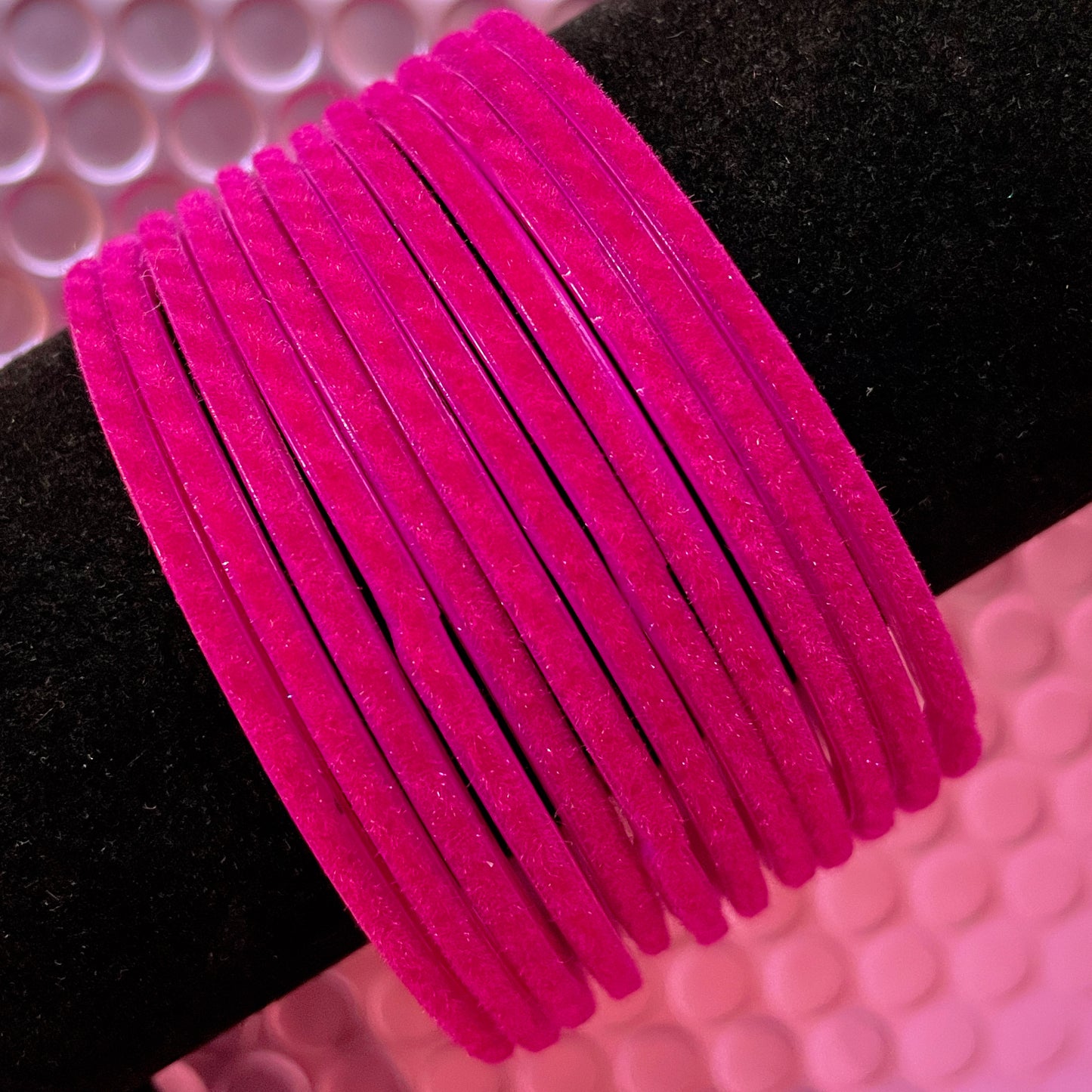 Hot Pink Velvet Glass Bangles