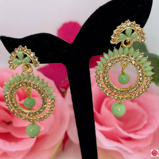 Madhuri Mint Green & Gold Earings