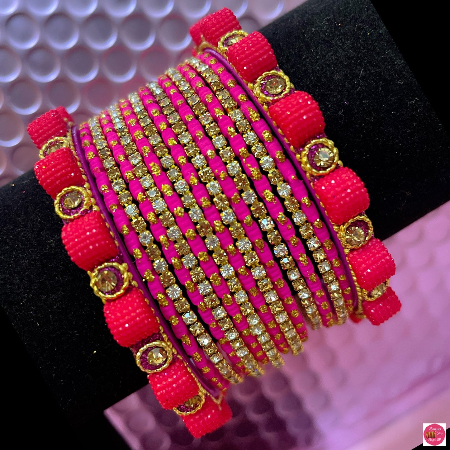 Magenta Zirconia Bangles Set