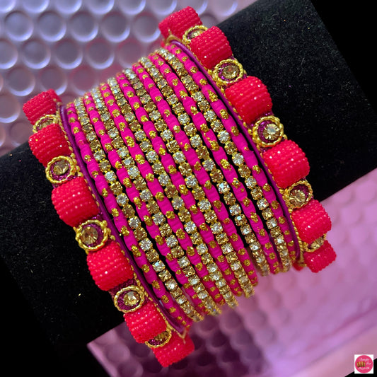 Magenta Zirconia Bangles Set