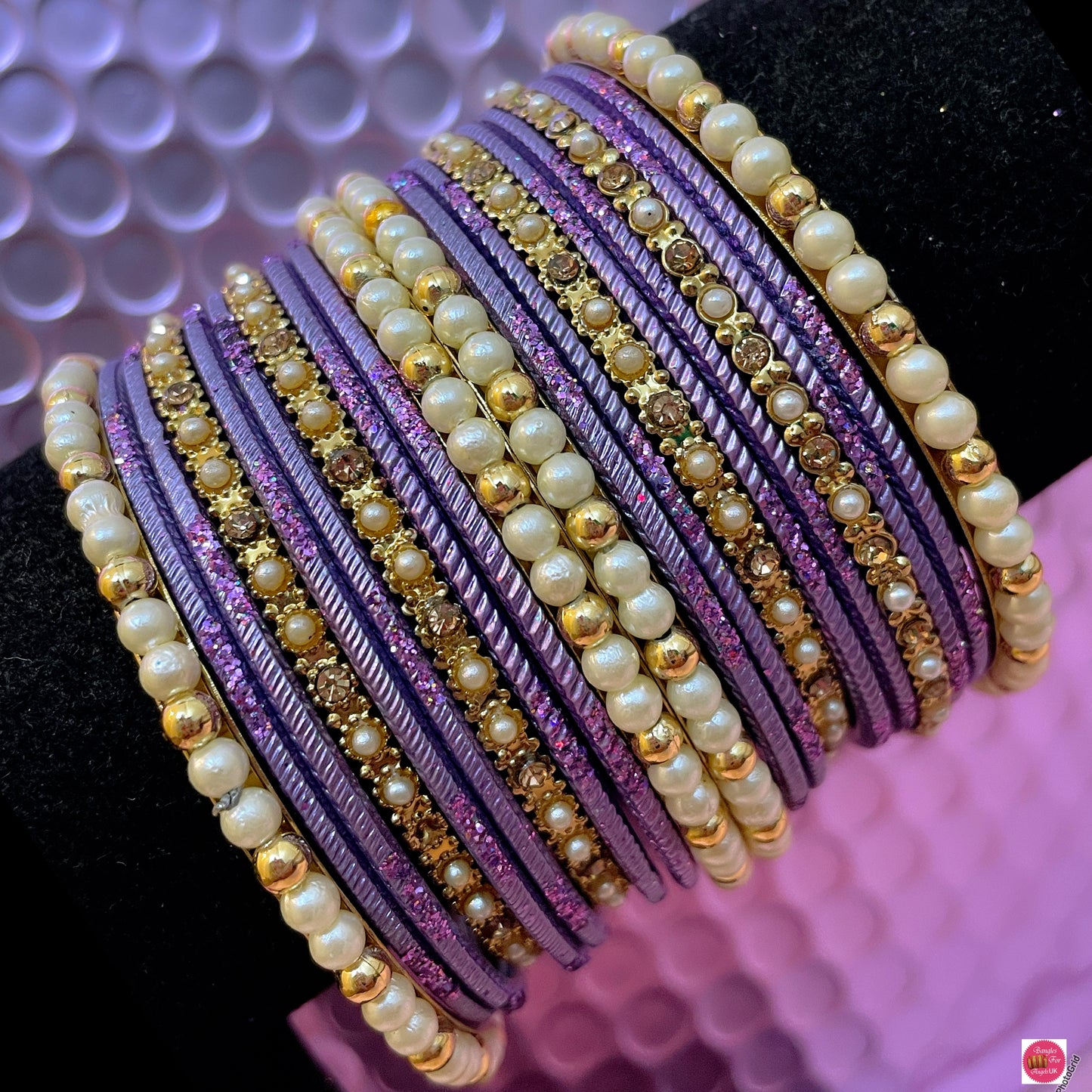 Pearl Metal Bangles Sets- Various Colours