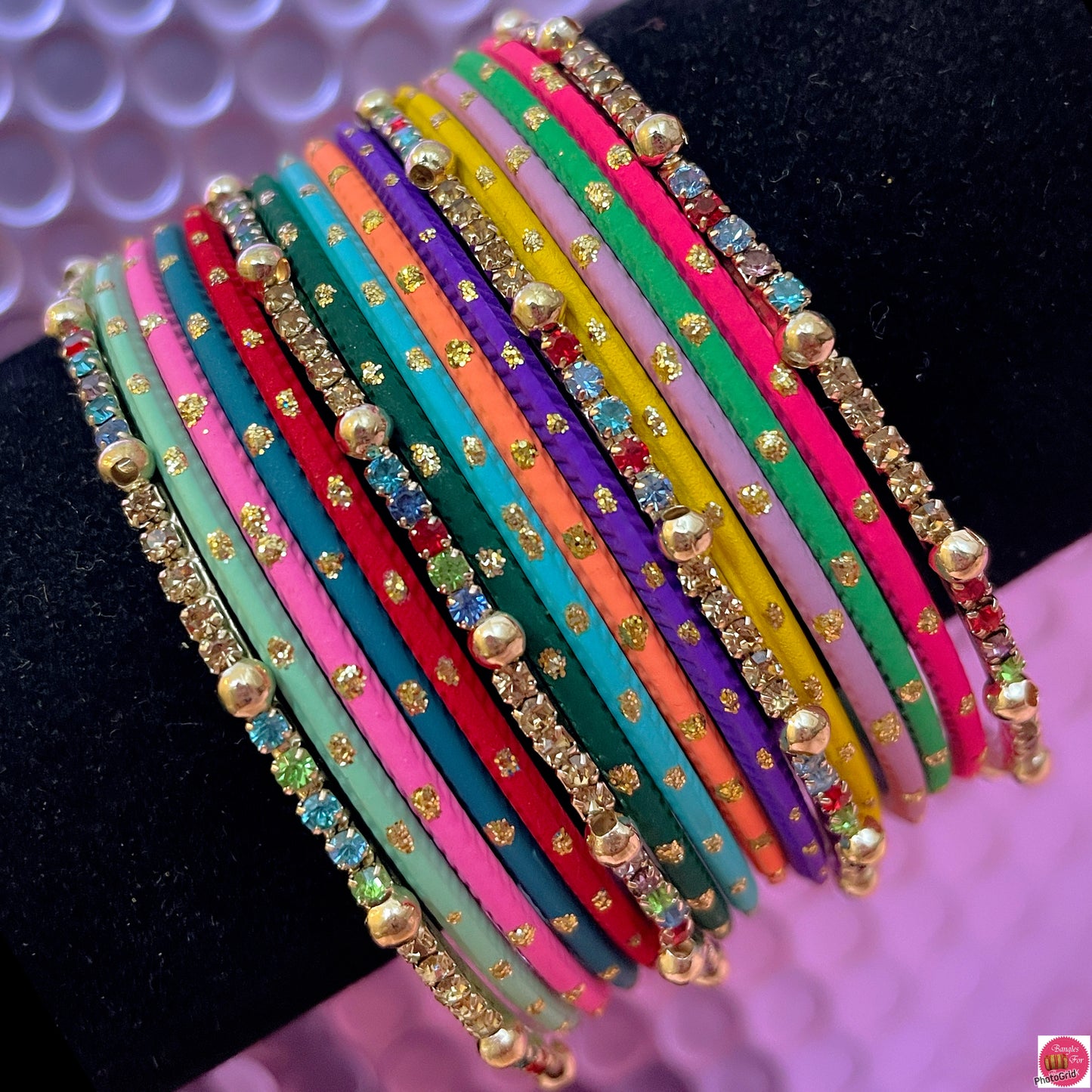 Multicoloured Zirconia Bangles Set- Combo Of 8 Sets