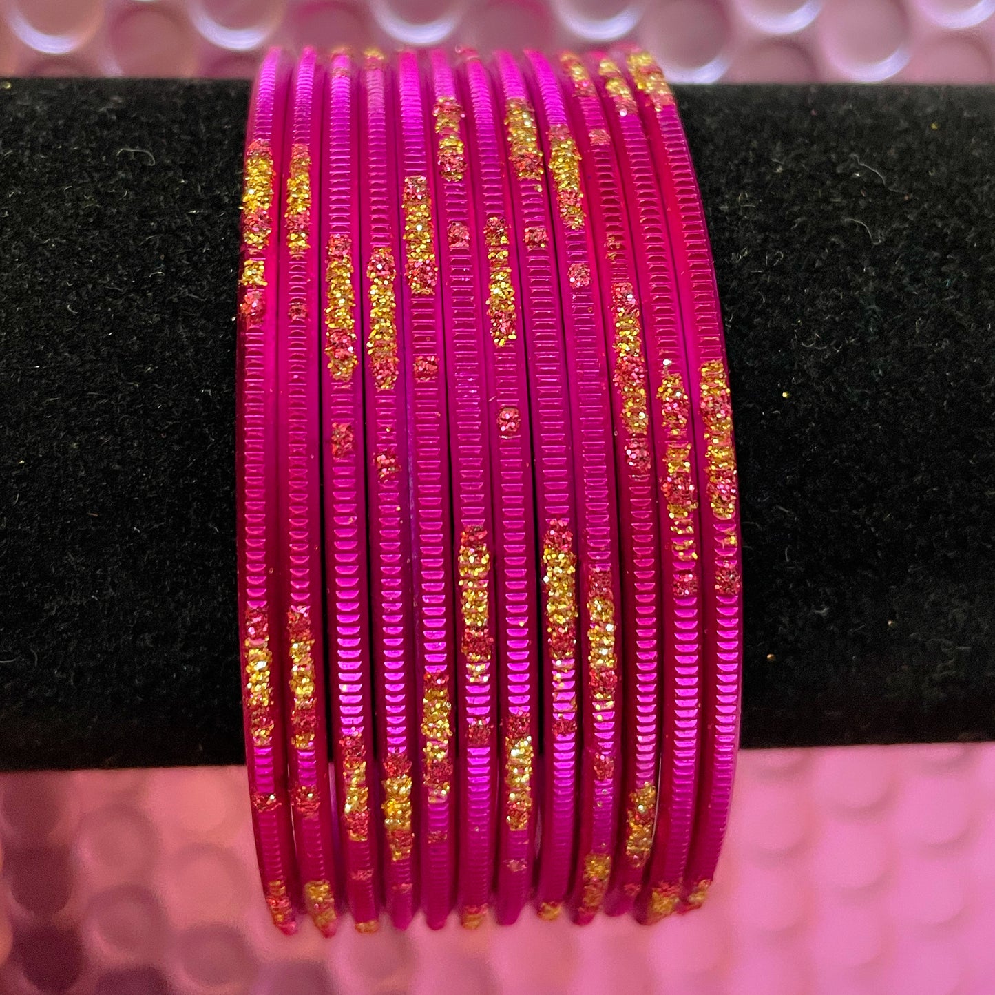 Hot Pink Metal Bangles