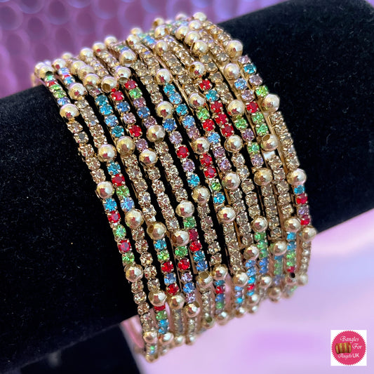 Multicoloured Zirconia Metal Bangles