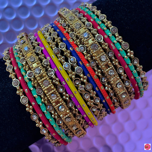 Multicoloured Metal Bangles Set