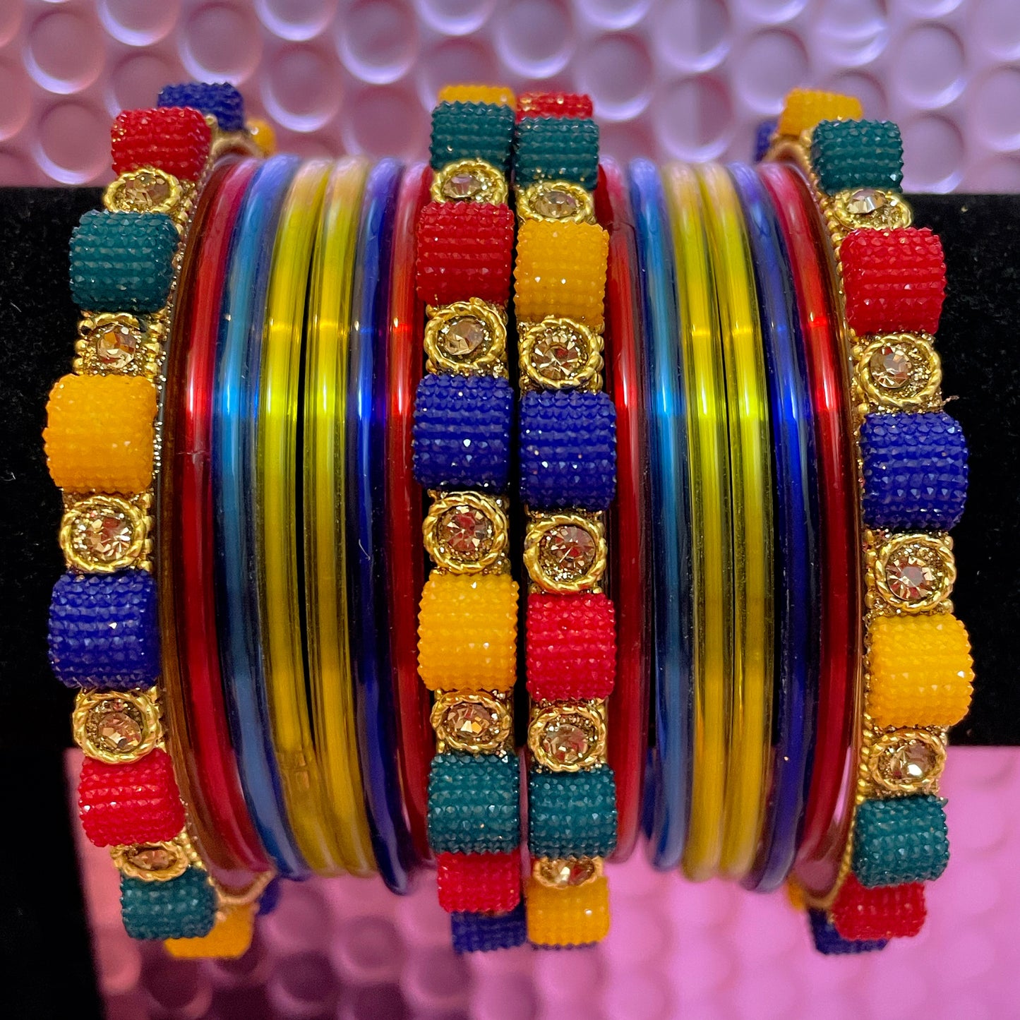 Pure Glass Bangle Set- Multicoloured