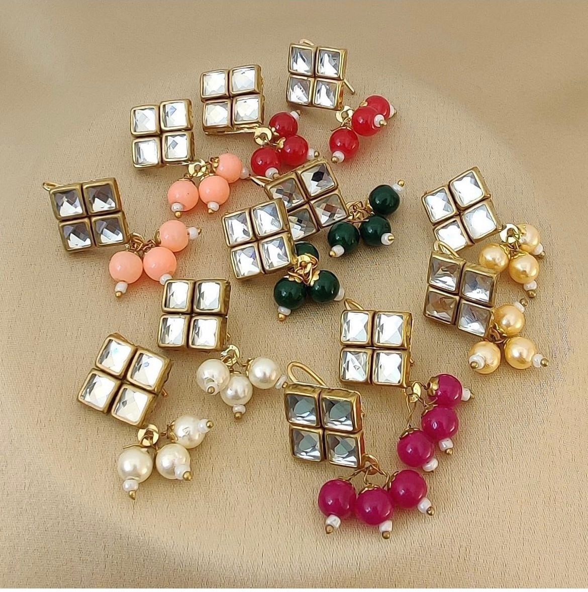 Kundan 6pcs Grapes Earings Combo