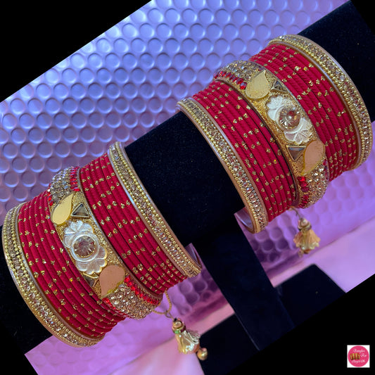 Red & Gold Metal Bangle Set