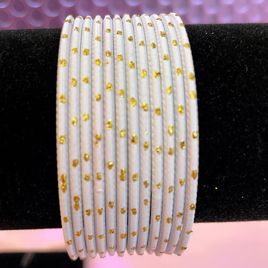 Dotted White Metal Bangles