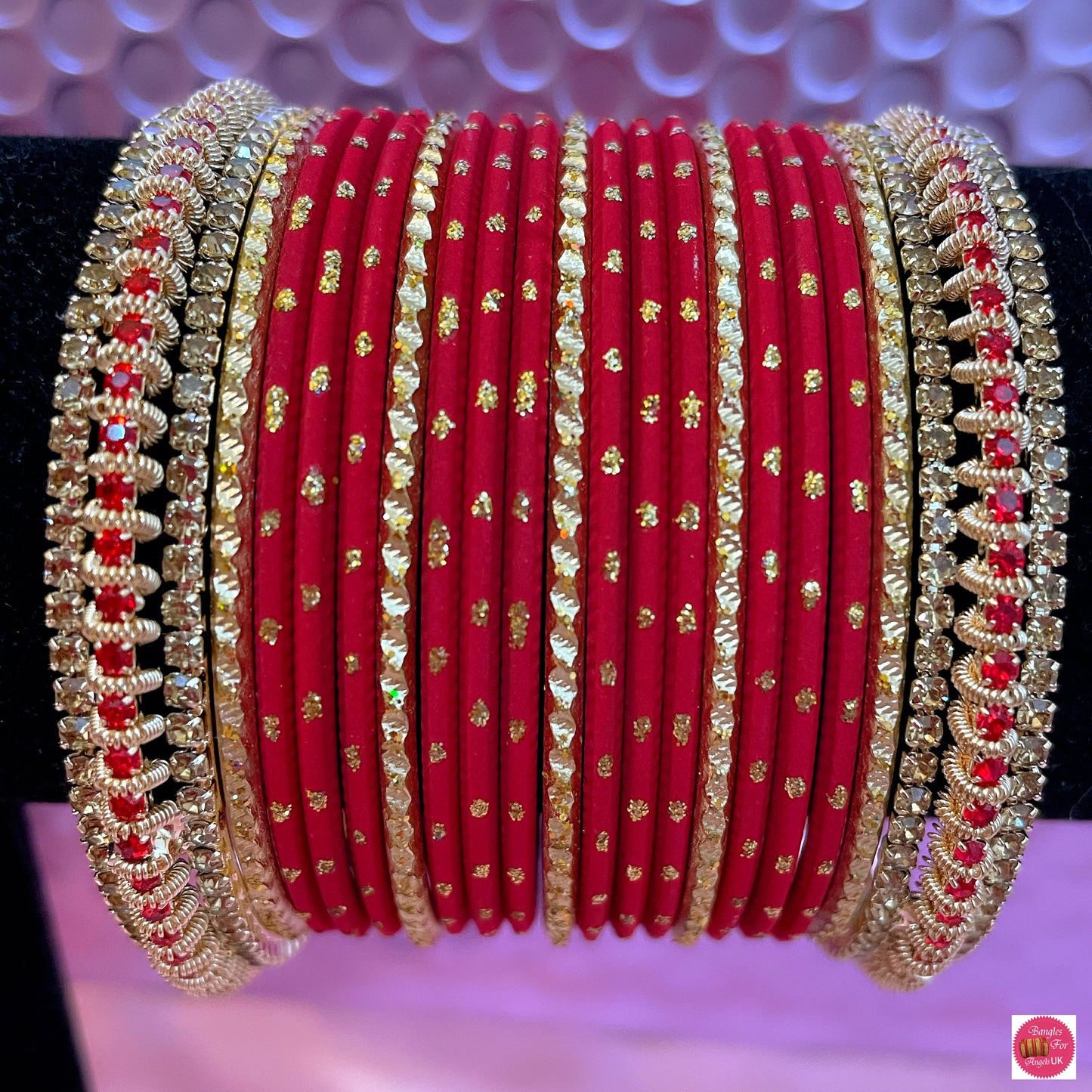 Red Metal Bangle Set