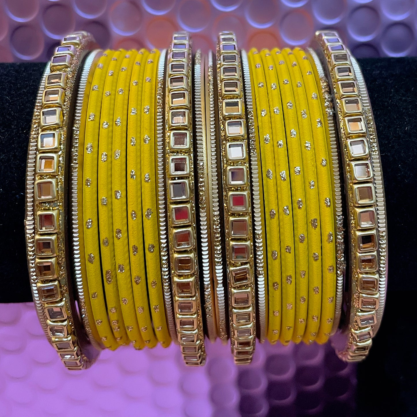 Kundan Metal Bangles Sets- Various Colours