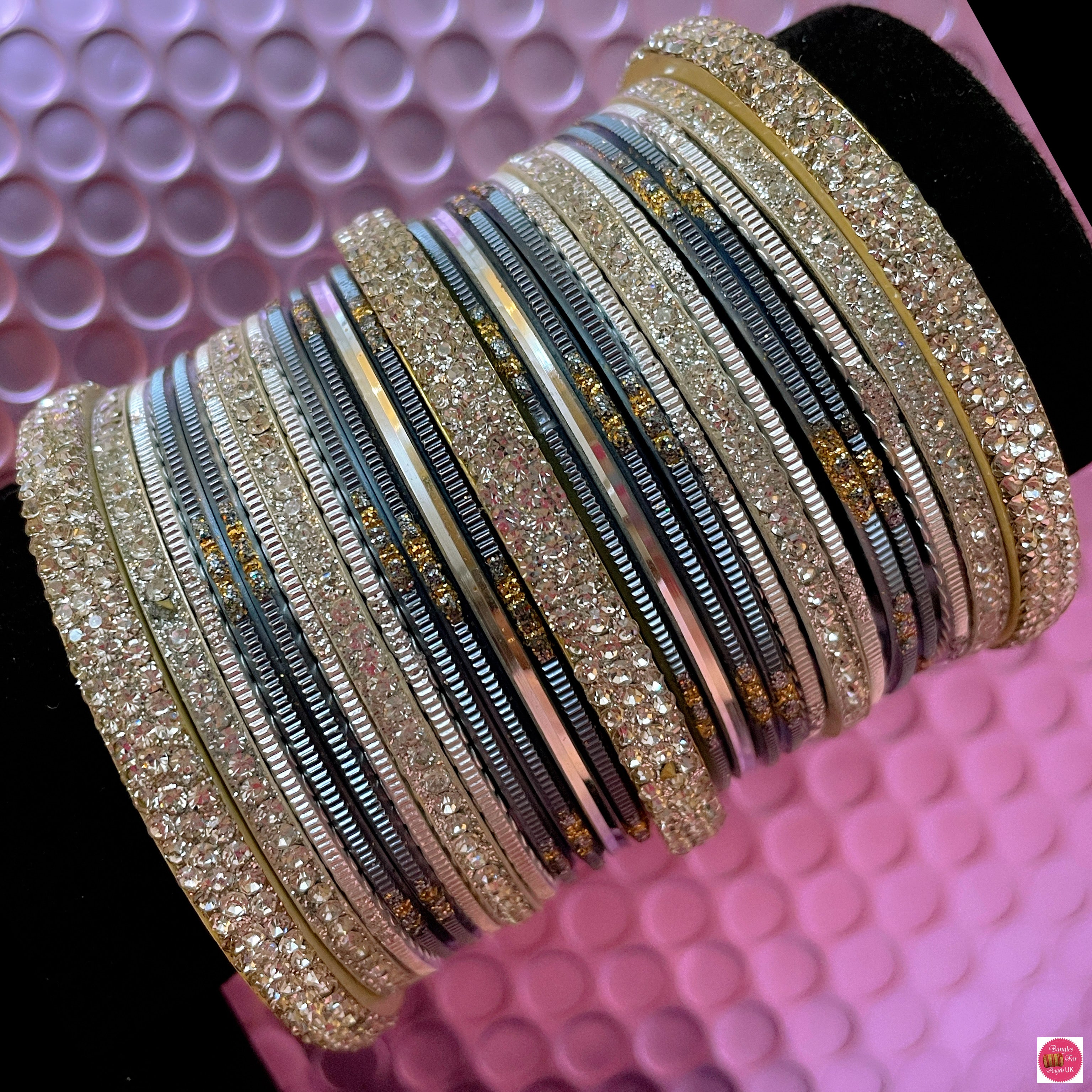 Silver Metal Bangles Set- Grey – Bangles For Angels UK