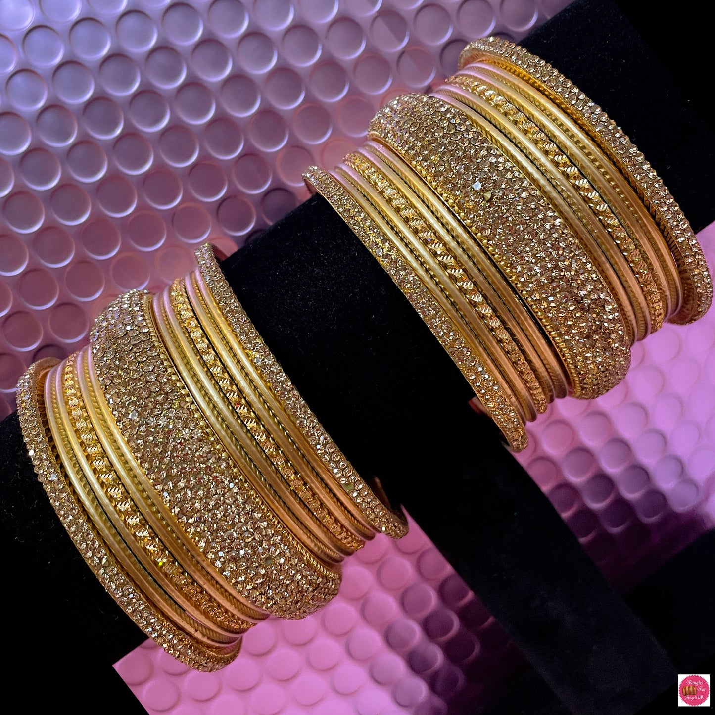 Gold Zirconia Metal Bangles Set