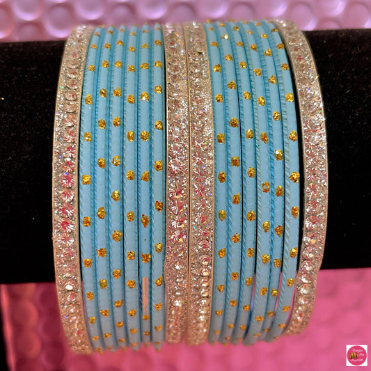 Silver & Sky Blue Metal Bangles Sets