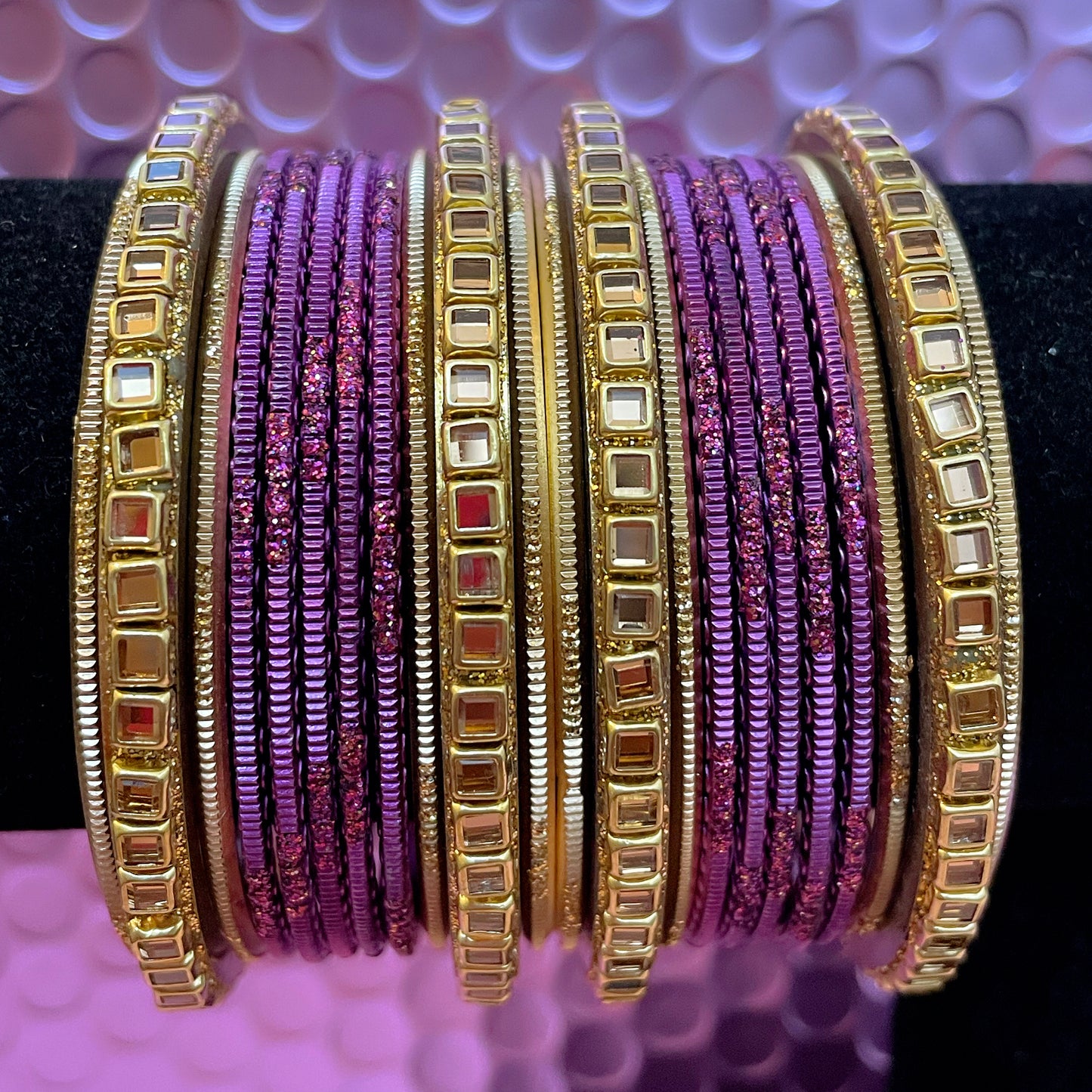 Kundan Metal Bangles Sets- Various Colours