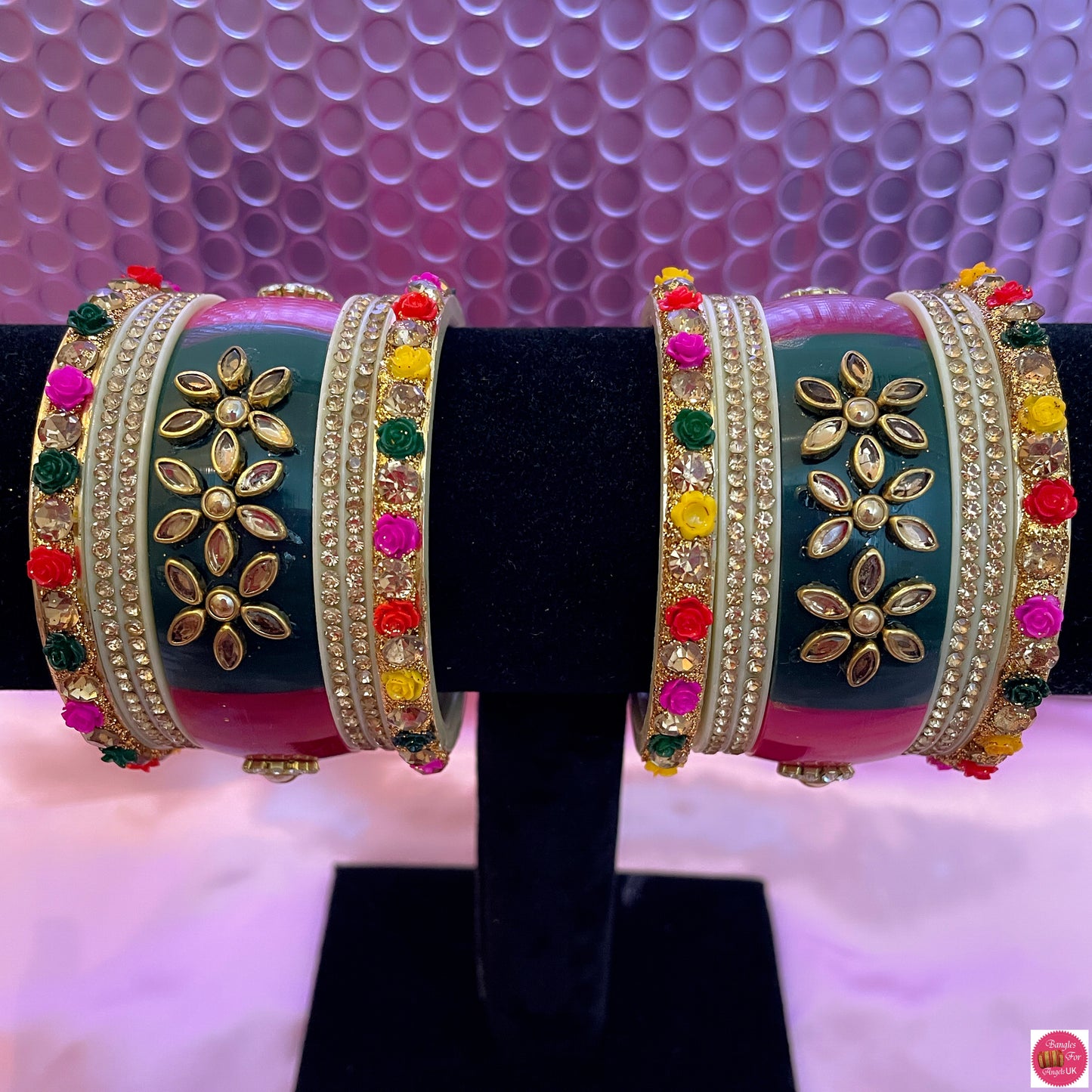 Kundan Flower Chura/Bangle Set