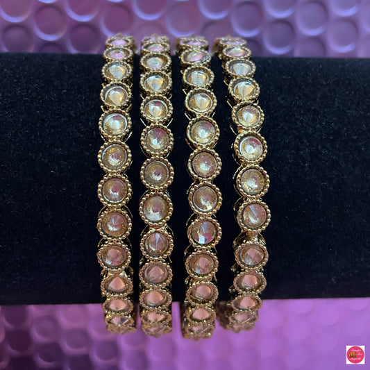 Kundan Metal Bangles- Size 2.4/2.6