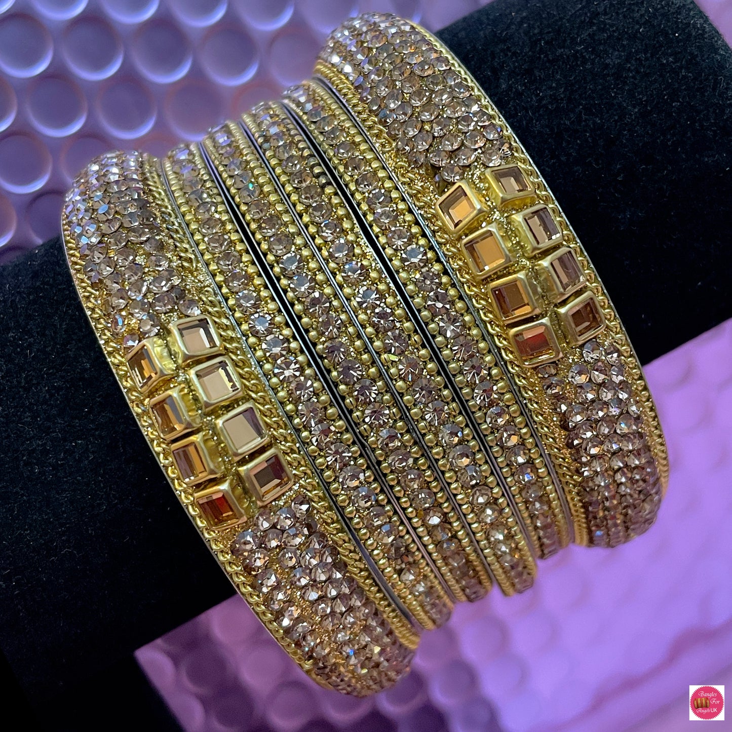 Gold Kundan Metal Bangles Set