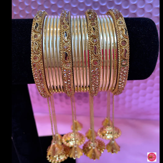 Gold Hanging Metal Bangle Set
