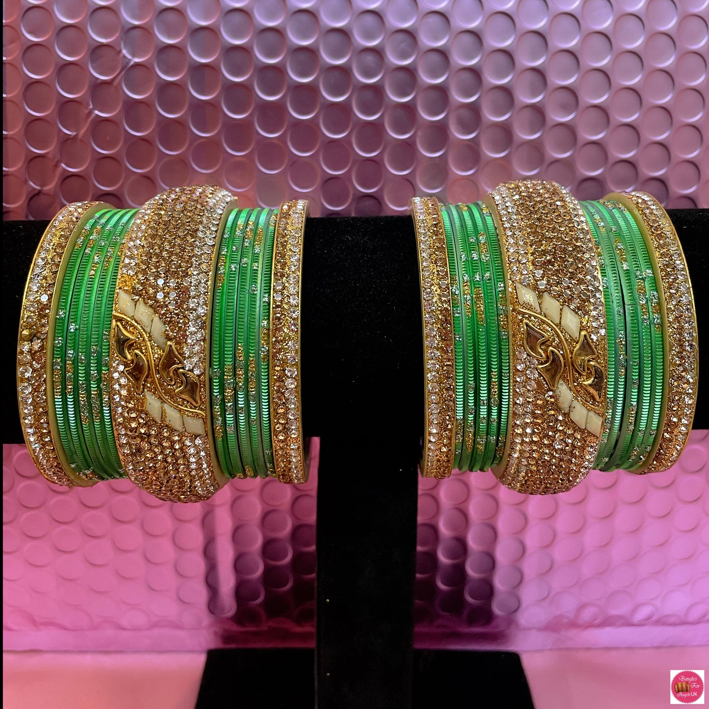 Gold & Mint Green Bangles Set