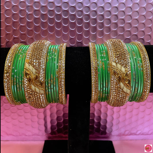 Gold & Mint Green Bangles Set