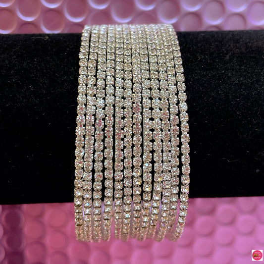 Silver Zirconia Metal Bangles Set