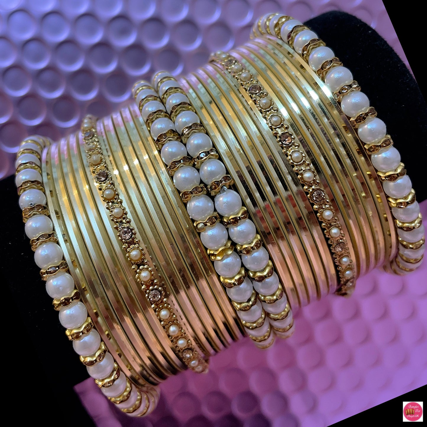 Various Colours Pearl Metal Bangle Sets