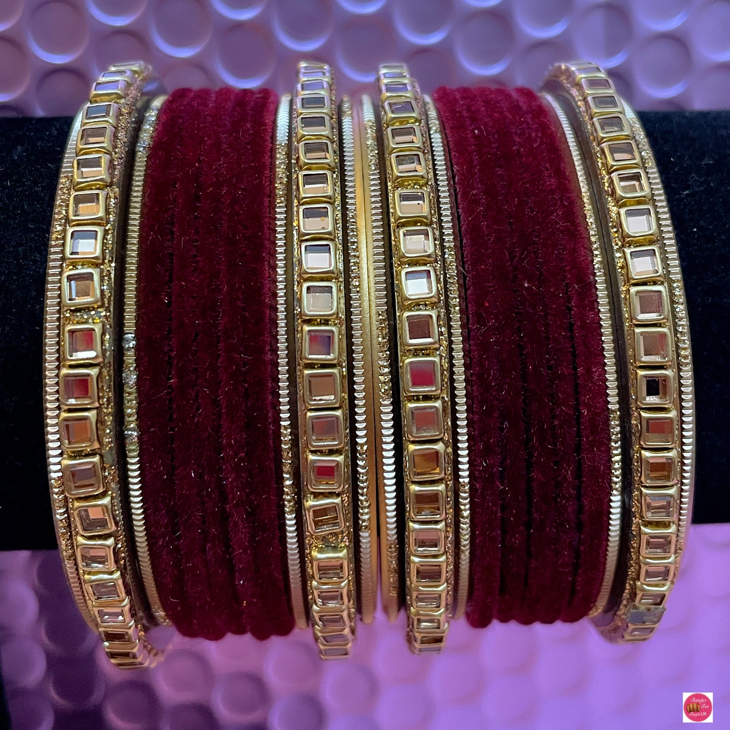 Kundan Metal Bangles Sets- Various Colours