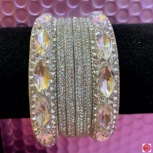 Silver Brass Metal Bangles Set