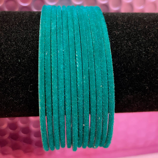 Teal Green Velvet Metal Bangles- Size 2.10