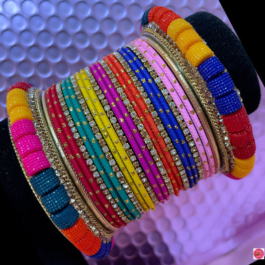 Multicoloured Zirconia Bangles Set- Size 2.10