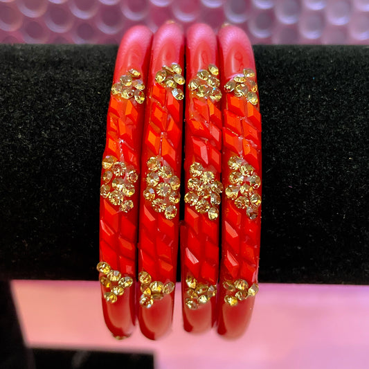 Red & Gold Glass Karas- Size 2.6/2.8