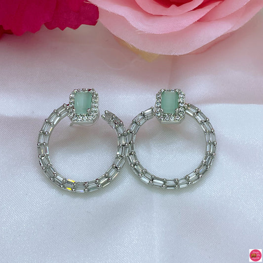 Lily American Diamond Earings- Mint Green