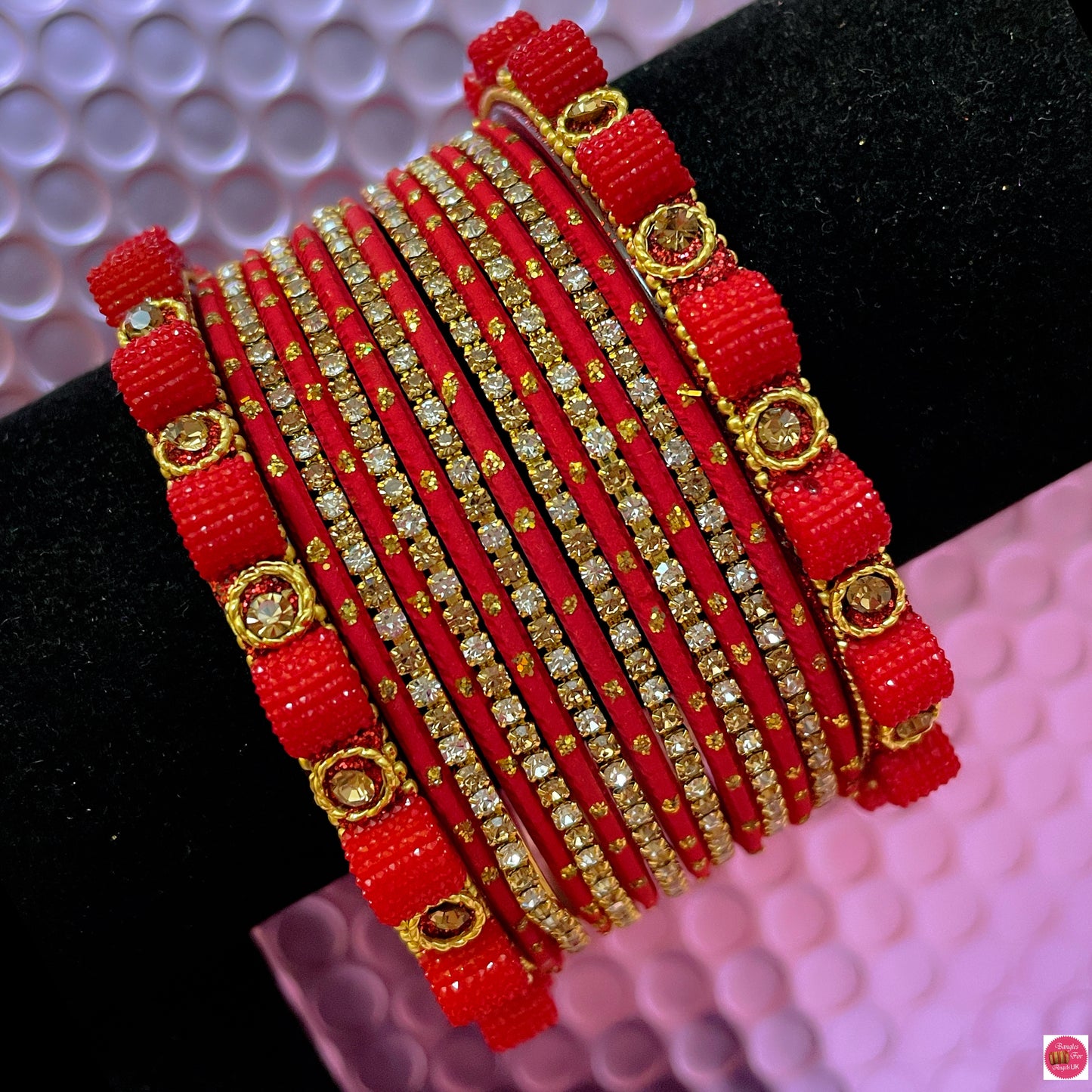 Red Zirconia Bangles Set