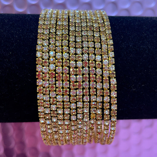 Gold & White Zirconia Metal Bangles