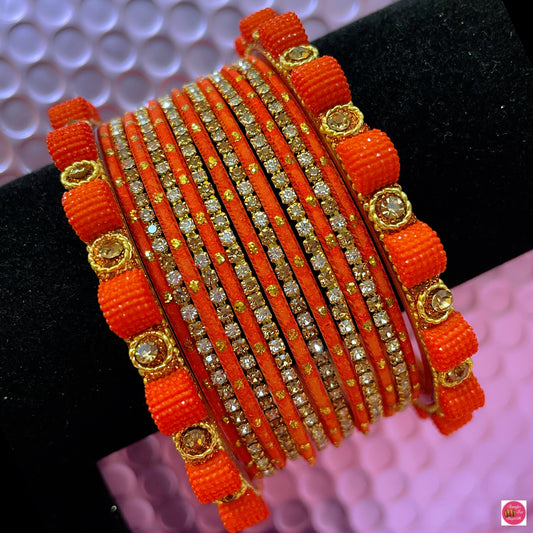 Orange Zirconia Bangles Set