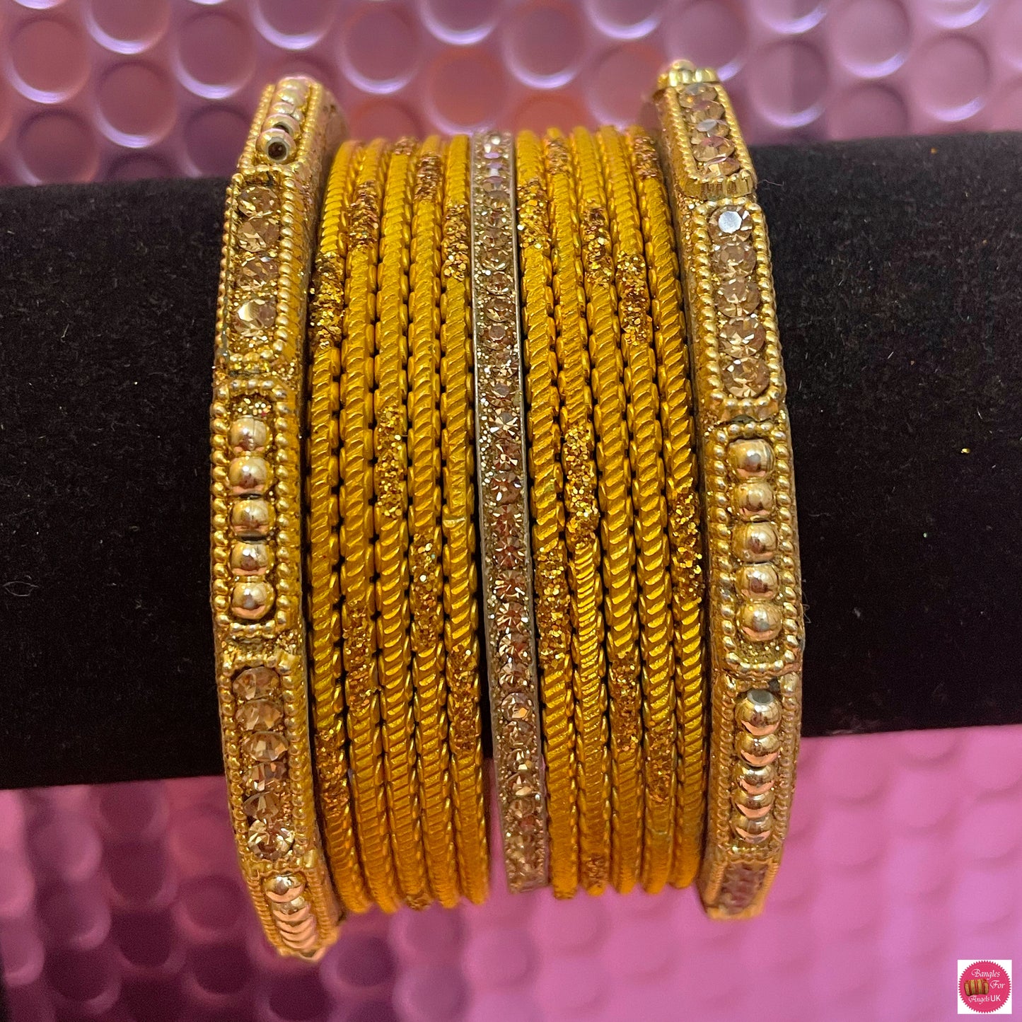 Gold & Mustard Yellow Metal Bangles Set