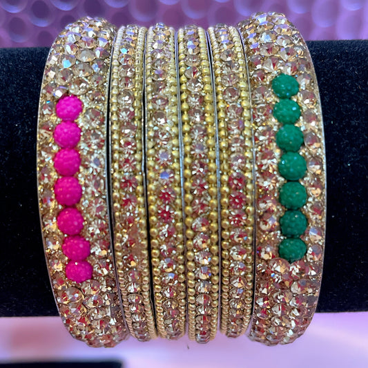 Multicoloured Metal Bangle Set- Size 2.2