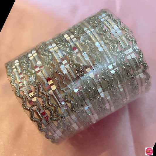 Silver Metal Bangle Set- Size 1.12