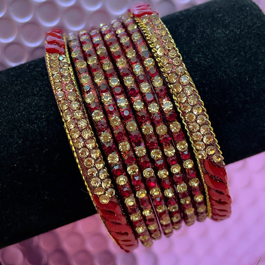 Pure Designer Maroon Glass Bangles Set