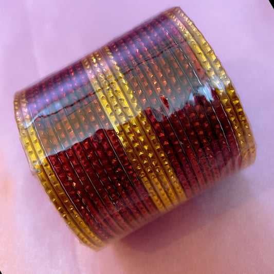 Maroon Metal Bangles Set- Size 1.12/1.14