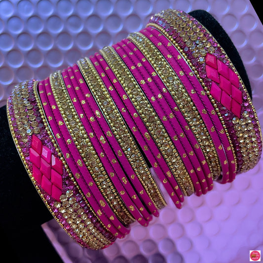 Hot Pink Metal Bangles Set