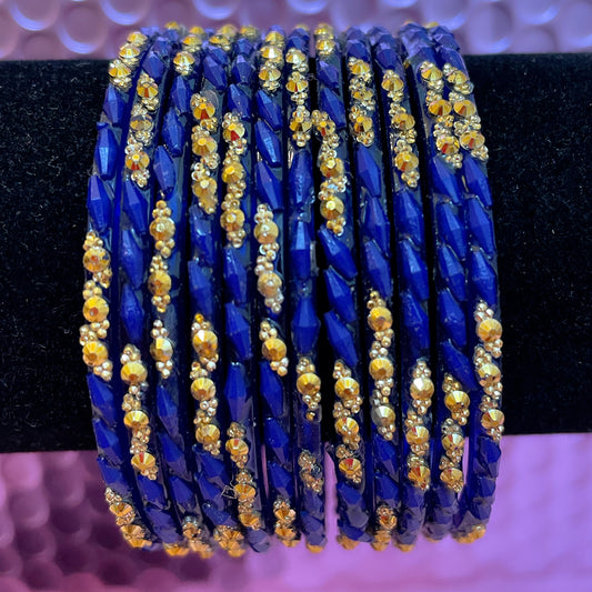 Blue Glass Bangles- Size 2.6