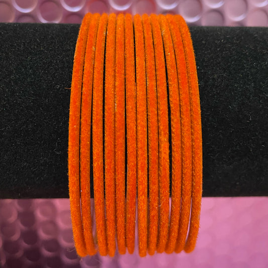 Orange Velvet Metal Bangles- Size 2.10