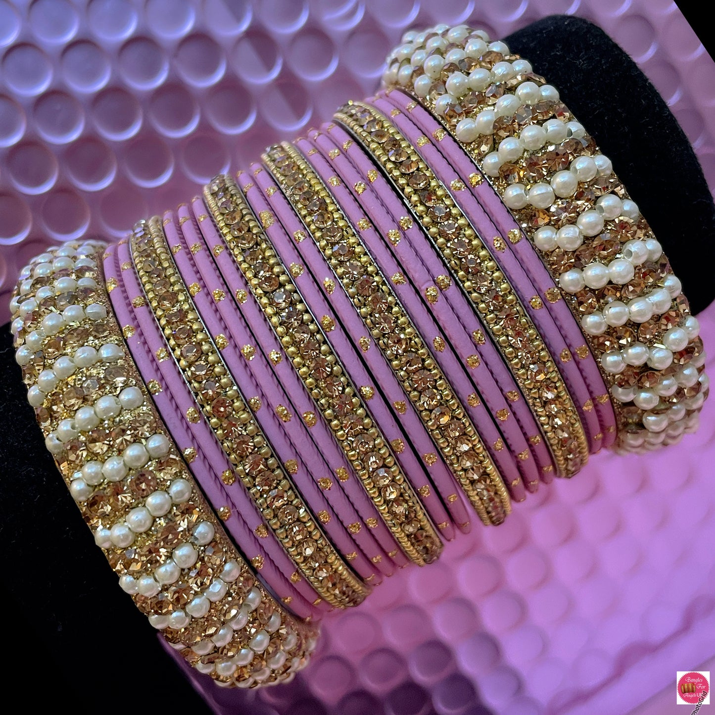 Gold Pearl Metal Bangles Sets- Various Colours Available