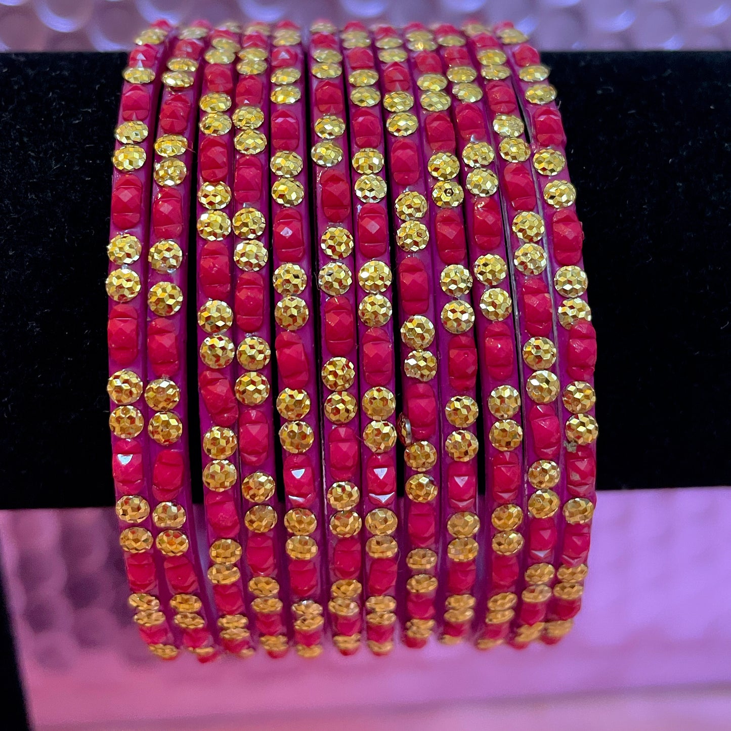 Hot Pink Glass Bangles