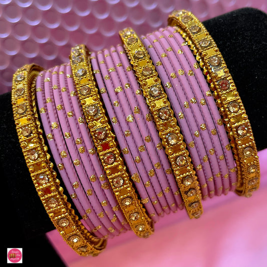 Gold/Purple Metal Bangle Set