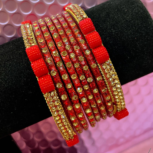 Pure Glass Zirconia Red Bangles Set- Size 2.6