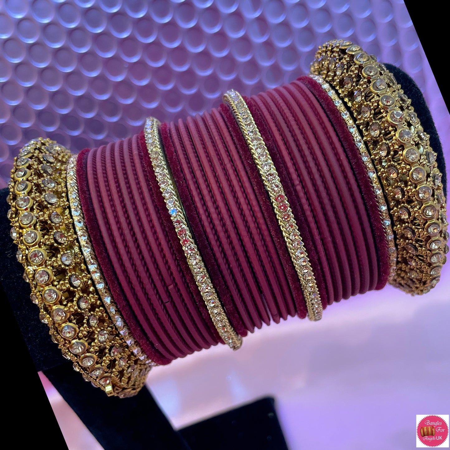 Gold Bangle Set- Maroon