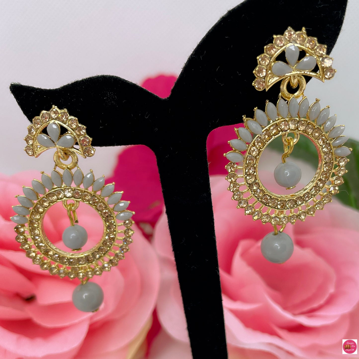 Madhuri Grey & Gold Earings